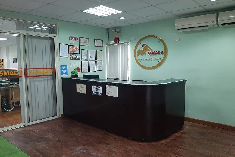 ASMACS Philippines office reception area Manila overseas recruitment
