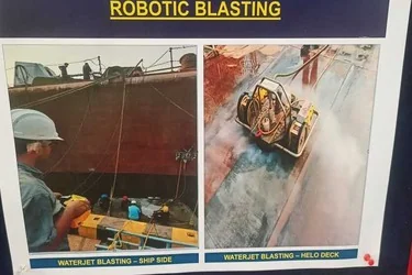 Spider Jet water blasting demonstration during Naval Dockyard annual inspection